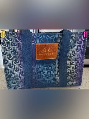 Kurt Geiger Blue Iridescent Wave-Pattern Jeans